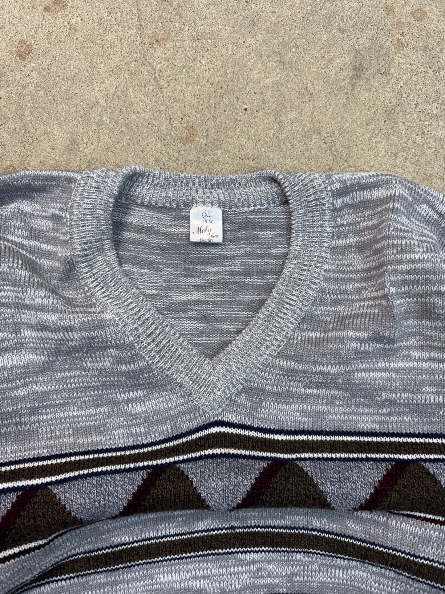 Vintage Strickpullover V-Schnitt| XL