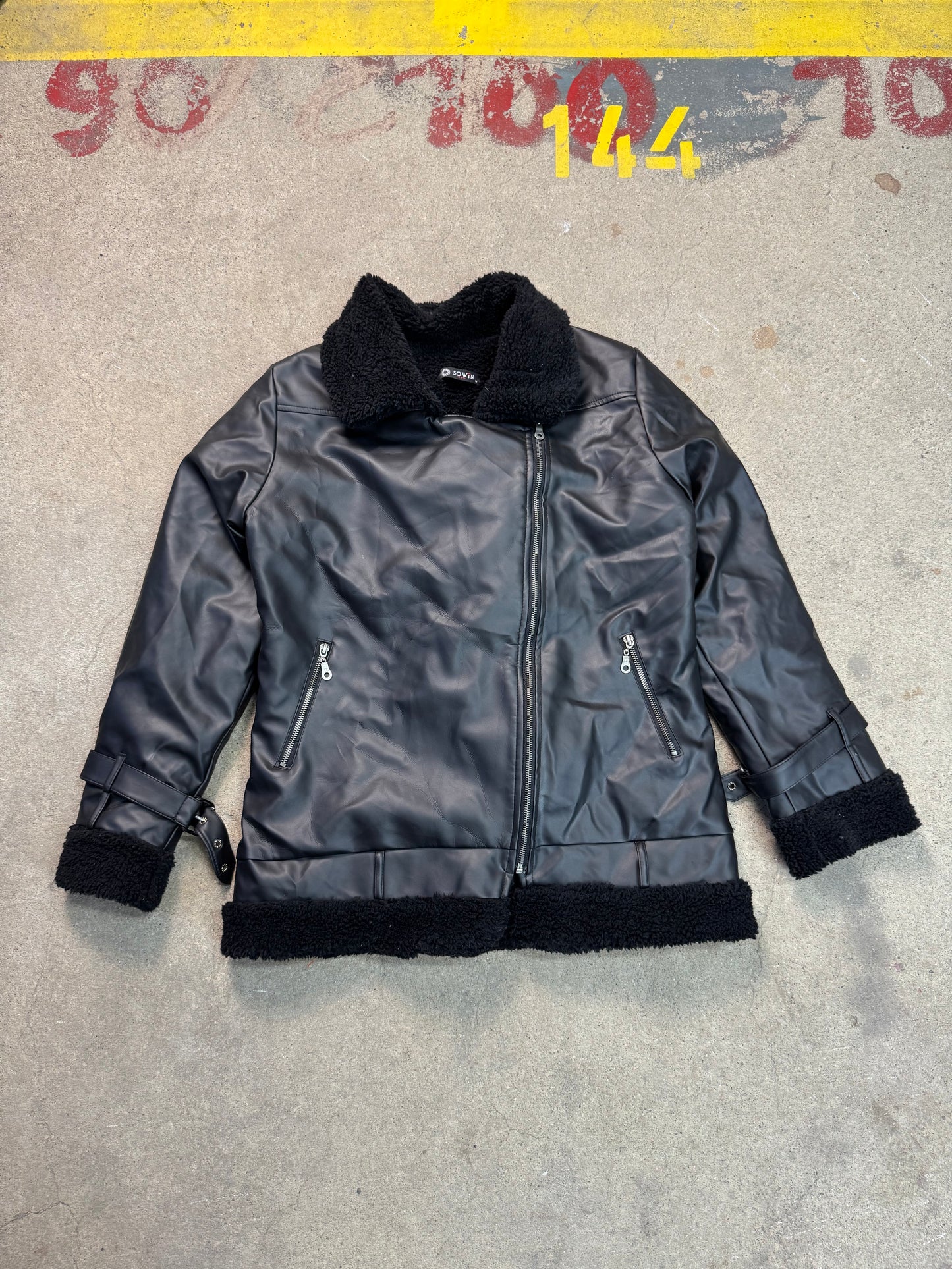 Leder Pelz Jacke (M)