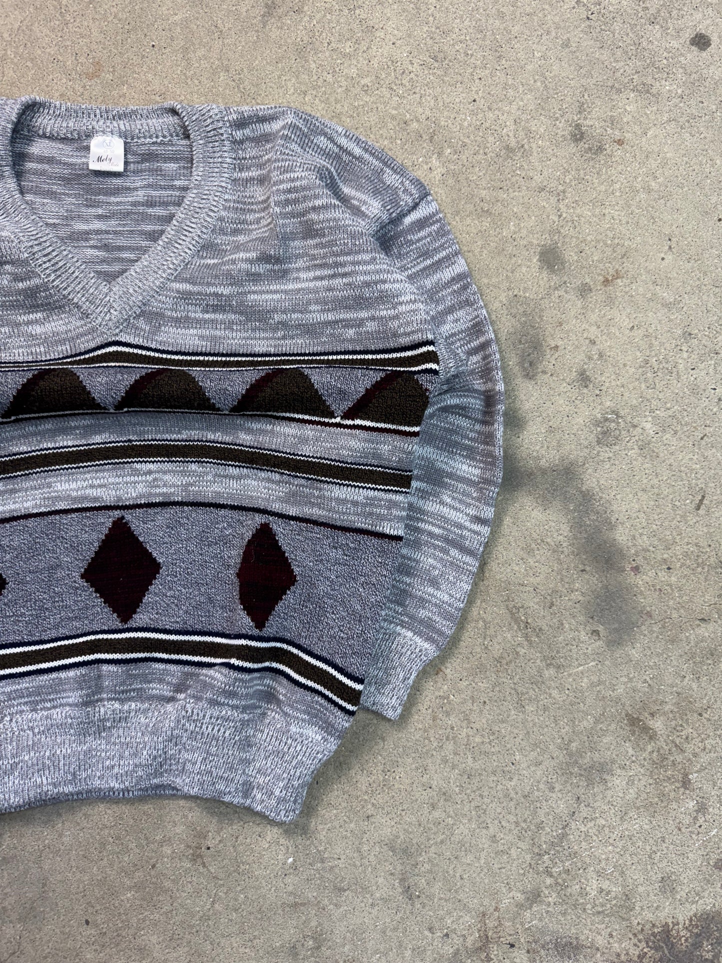 Vintage Strickpullover V-Schnitt| XL