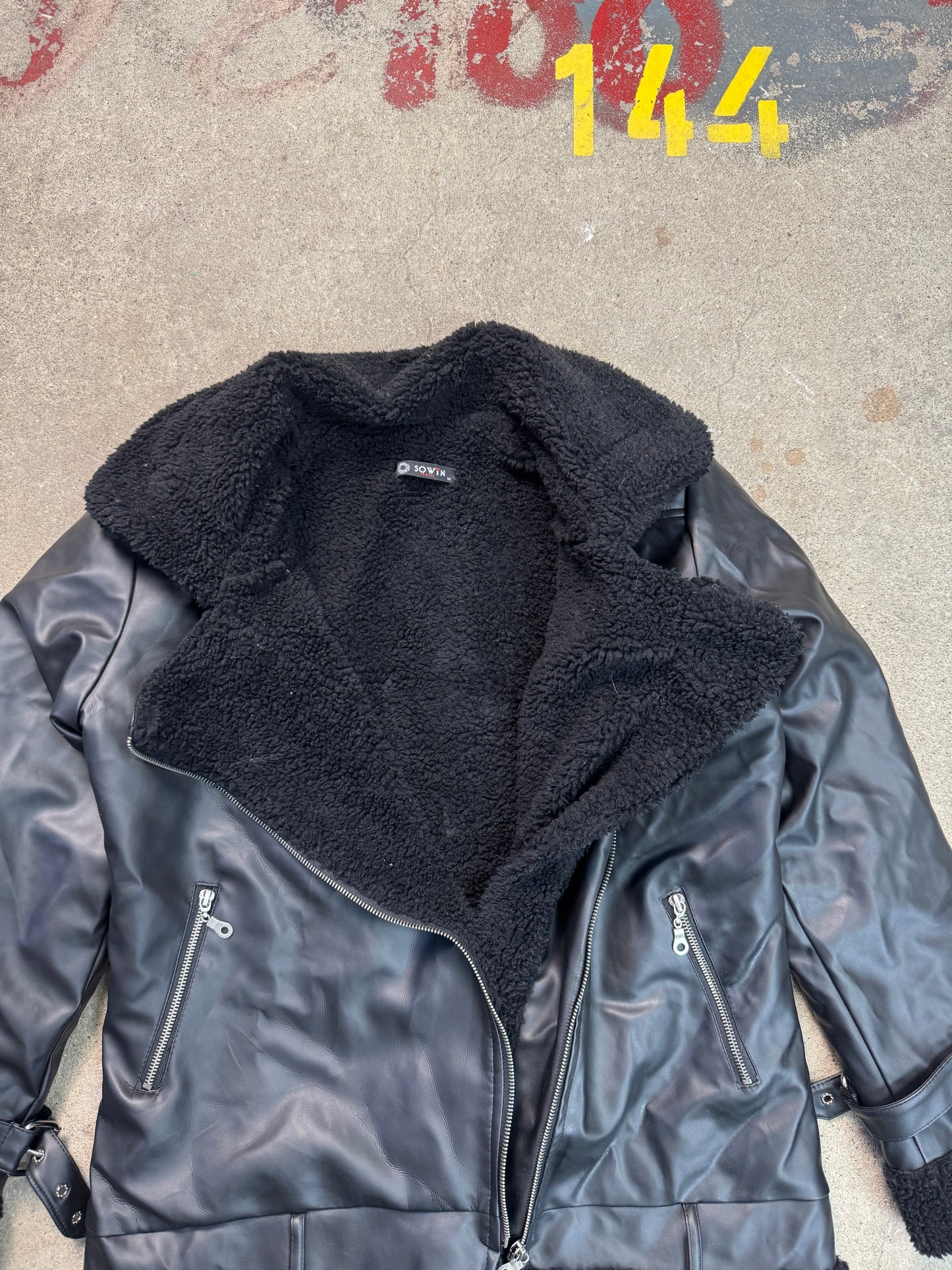 Leder Pelz Jacke (M)