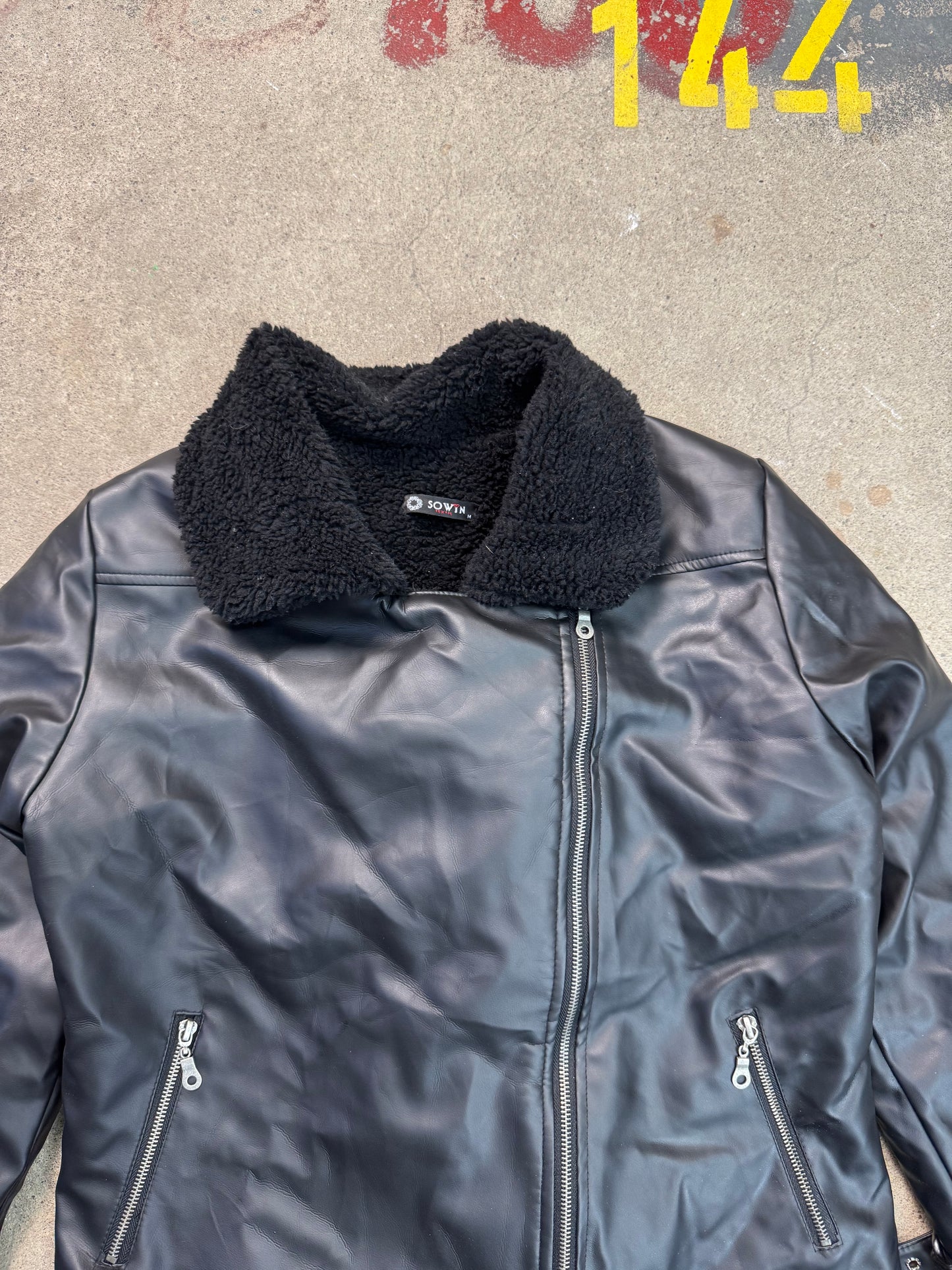 Leder Pelz Jacke (M)