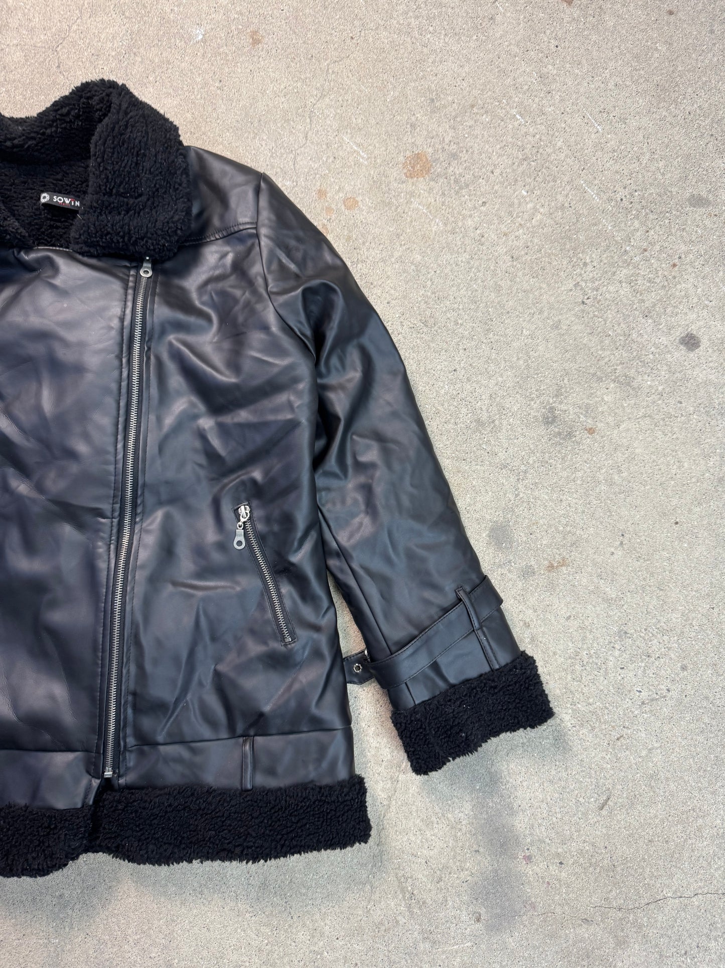 Leder Pelz Jacke (M)