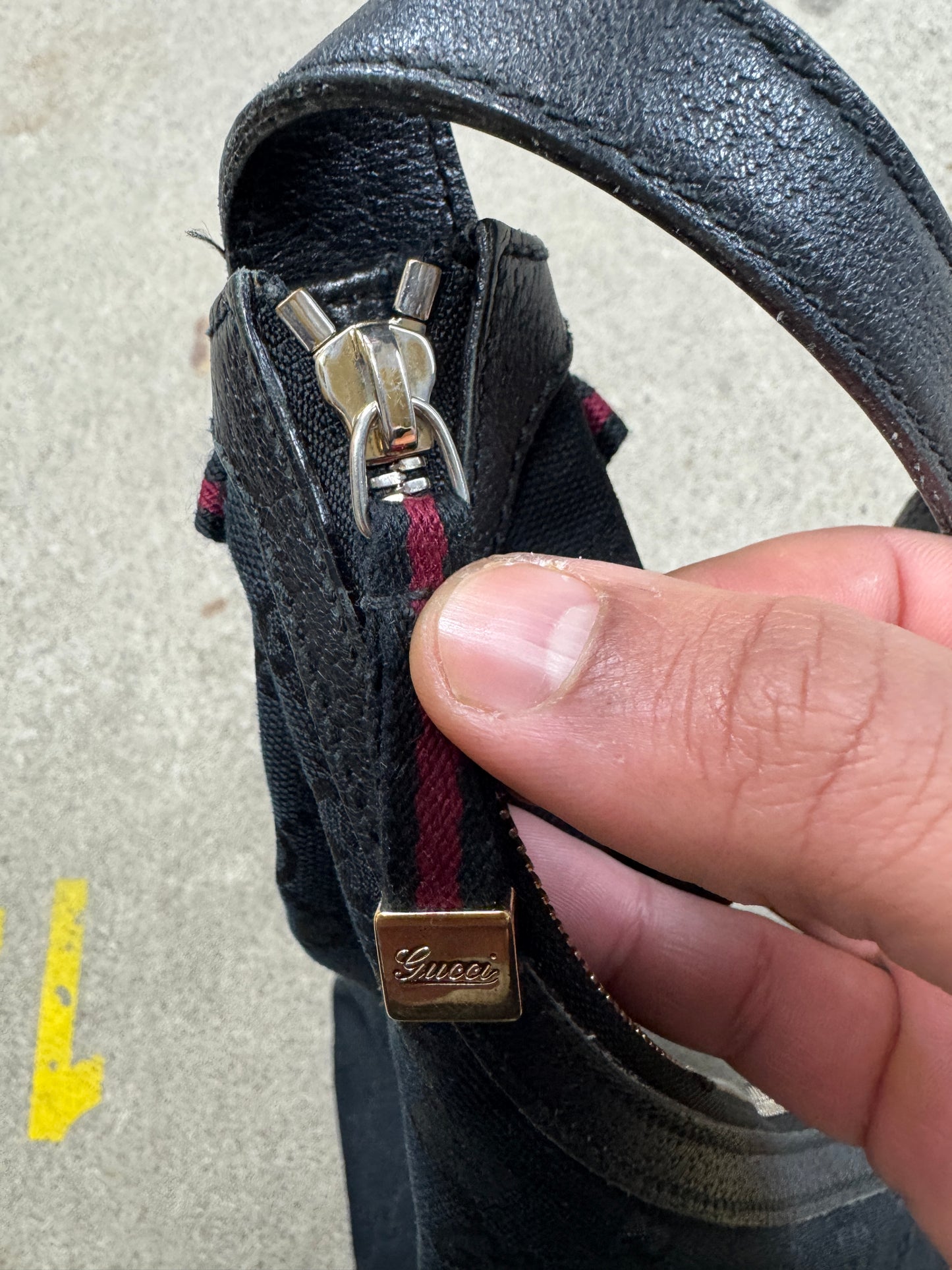 Gucci Black GG Canvas Web Princy Hobo Bag