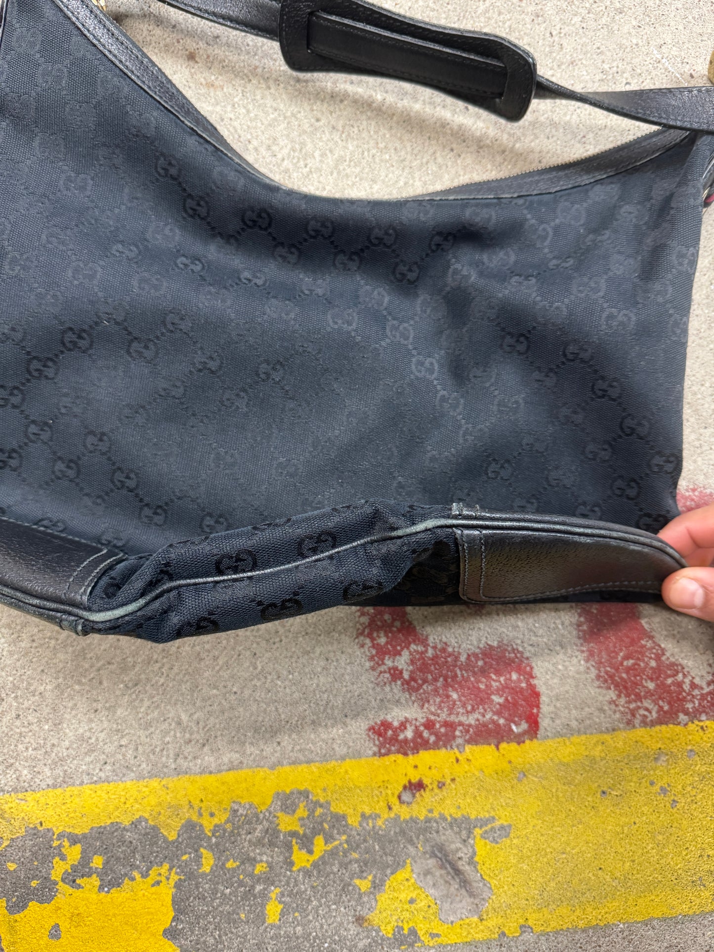 Gucci Black GG Canvas Web Princy Hobo Bag