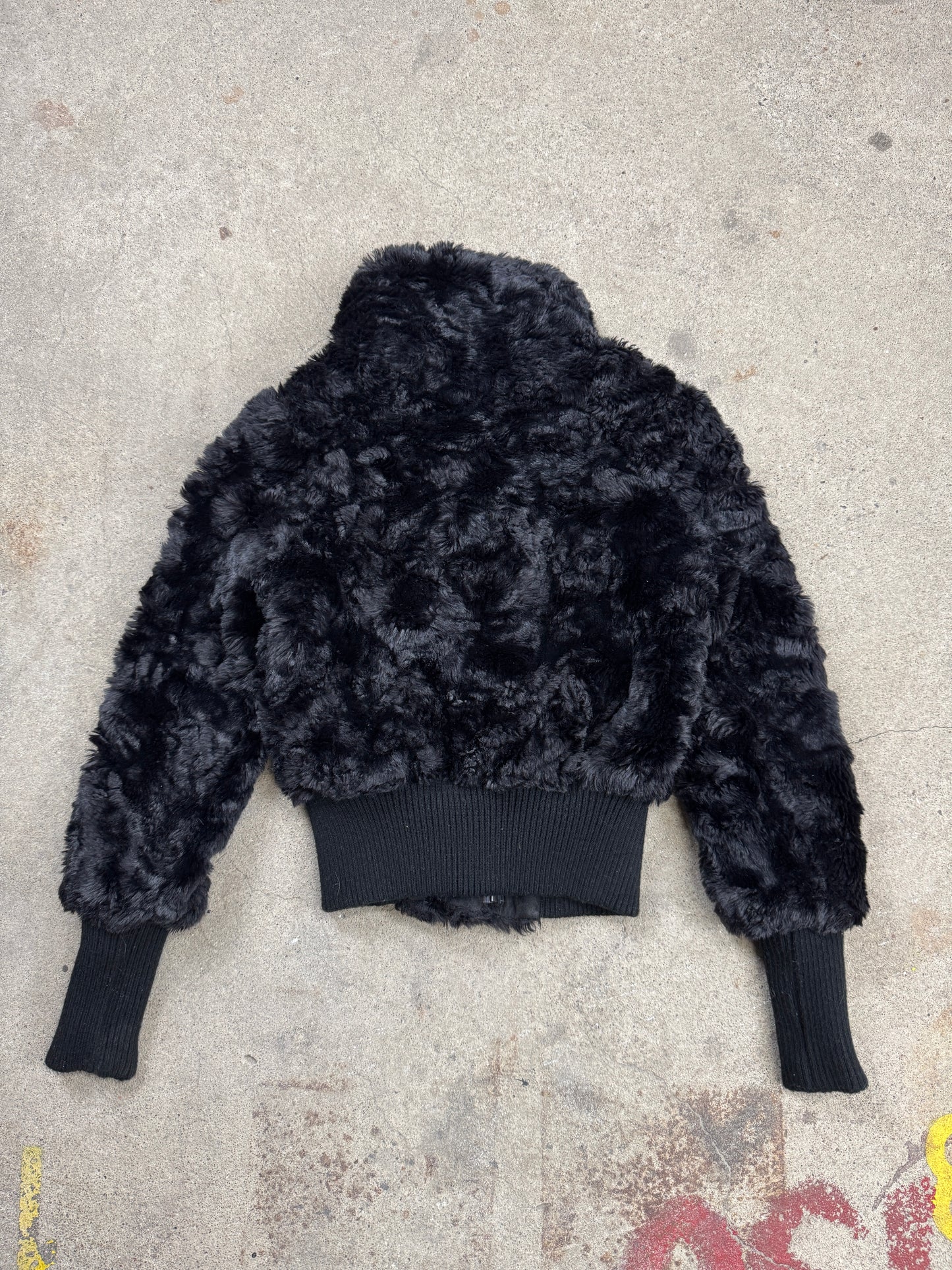 Vintage Fell-Cropped-Jacke |Y2K-Jacke | S