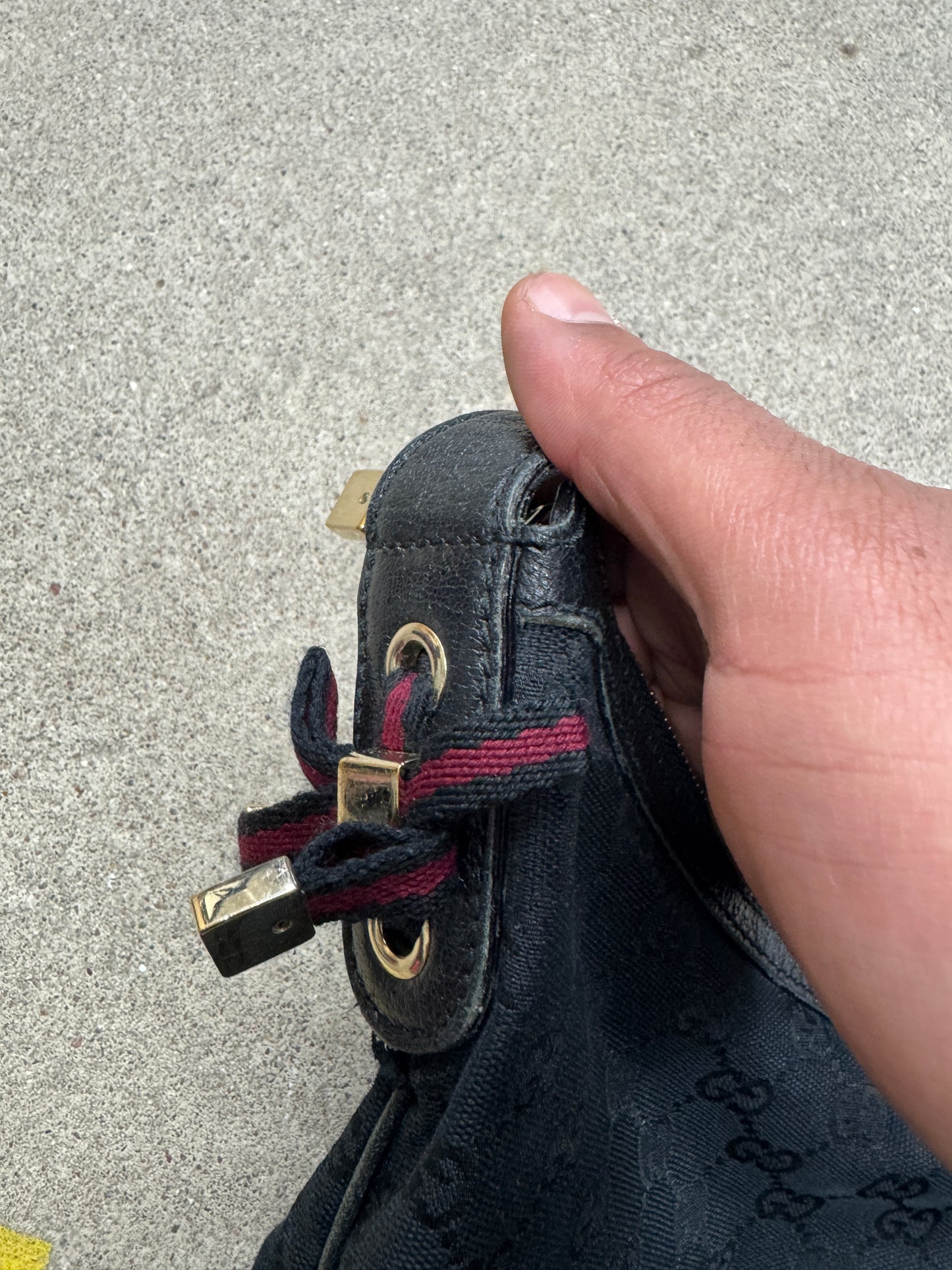 Gucci Black GG Canvas Web Princy Hobo Bag