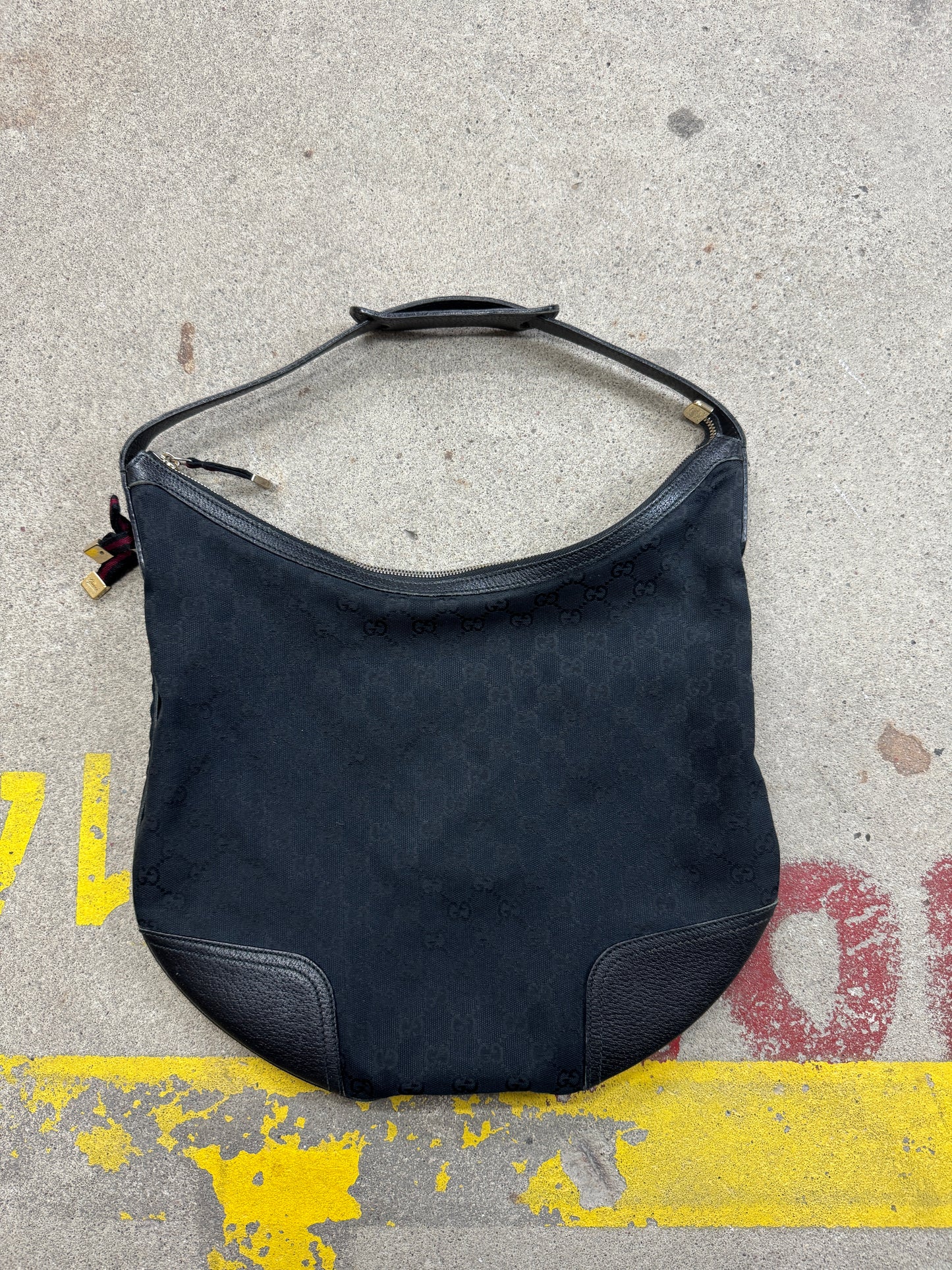 Gucci Black GG Canvas Web Princy Hobo Bag