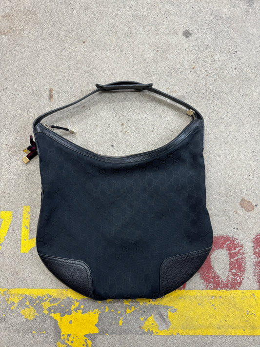 Gucci Black GG Canvas Web Princy Hobo Bag