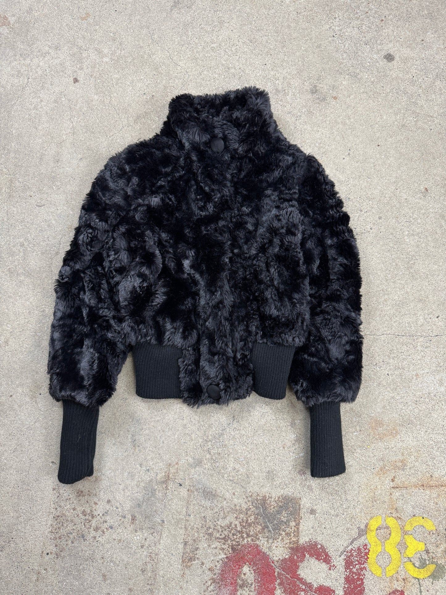 Vintage Fell-Cropped-Jacke |Y2K-Jacke | S