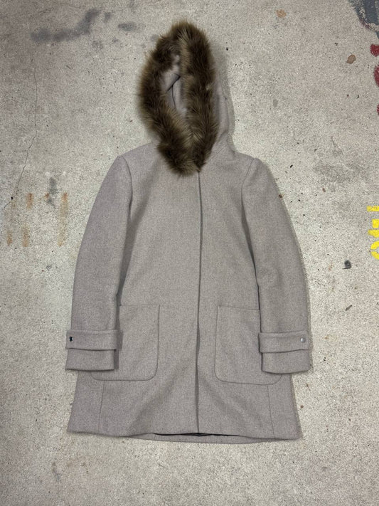 Mango | Mantel Wollmischung Kapuze | M