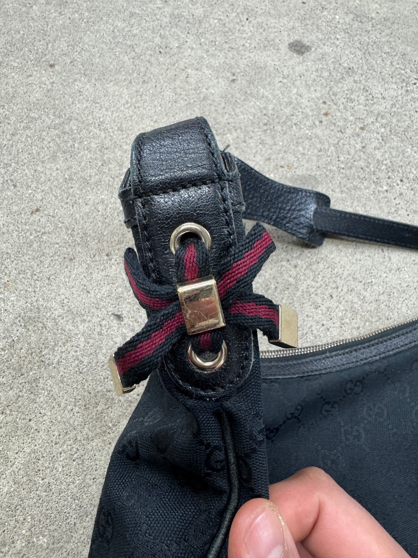 Gucci Black GG Canvas Web Princy Hobo Bag