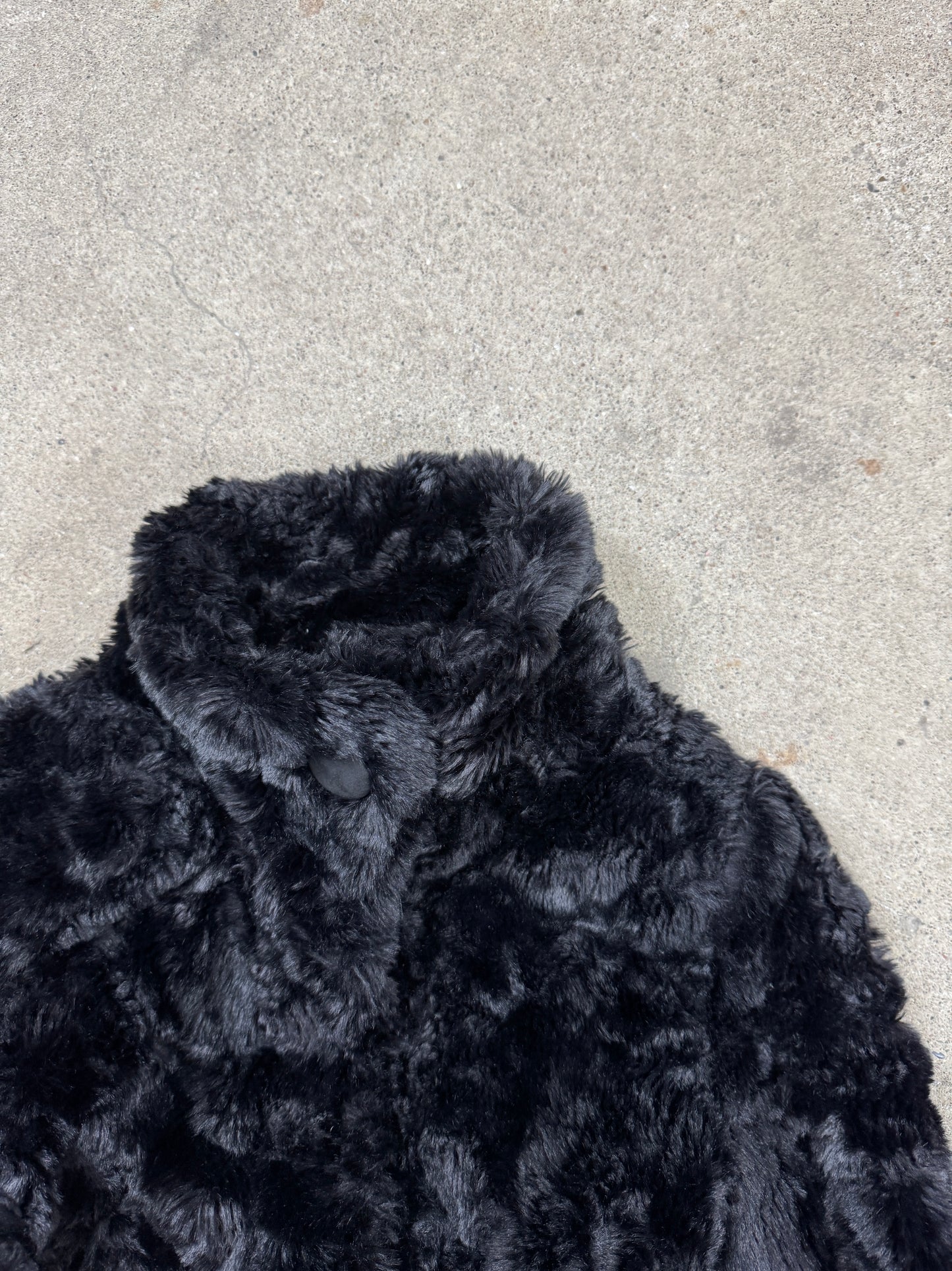 Vintage Fell-Cropped-Jacke |Y2K-Jacke | S