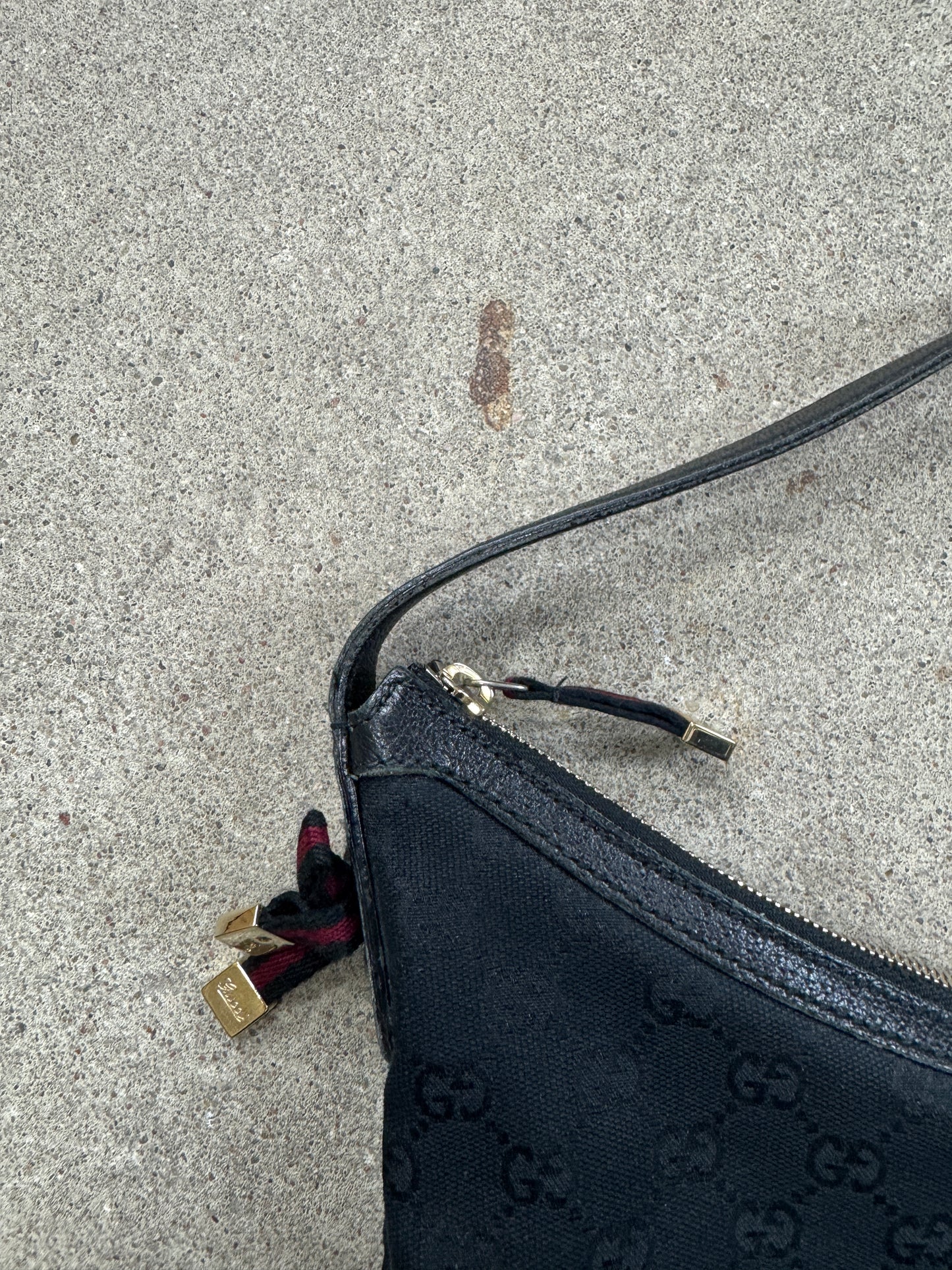 Gucci Black GG Canvas Web Princy Hobo Bag