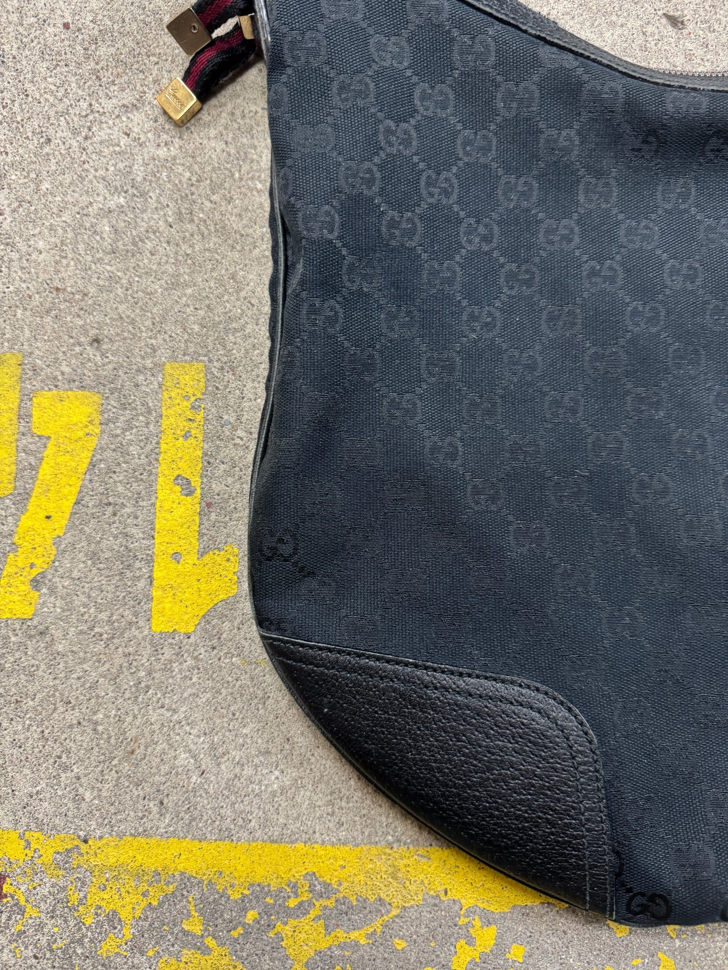 Gucci Black GG Canvas Web Princy Hobo Bag